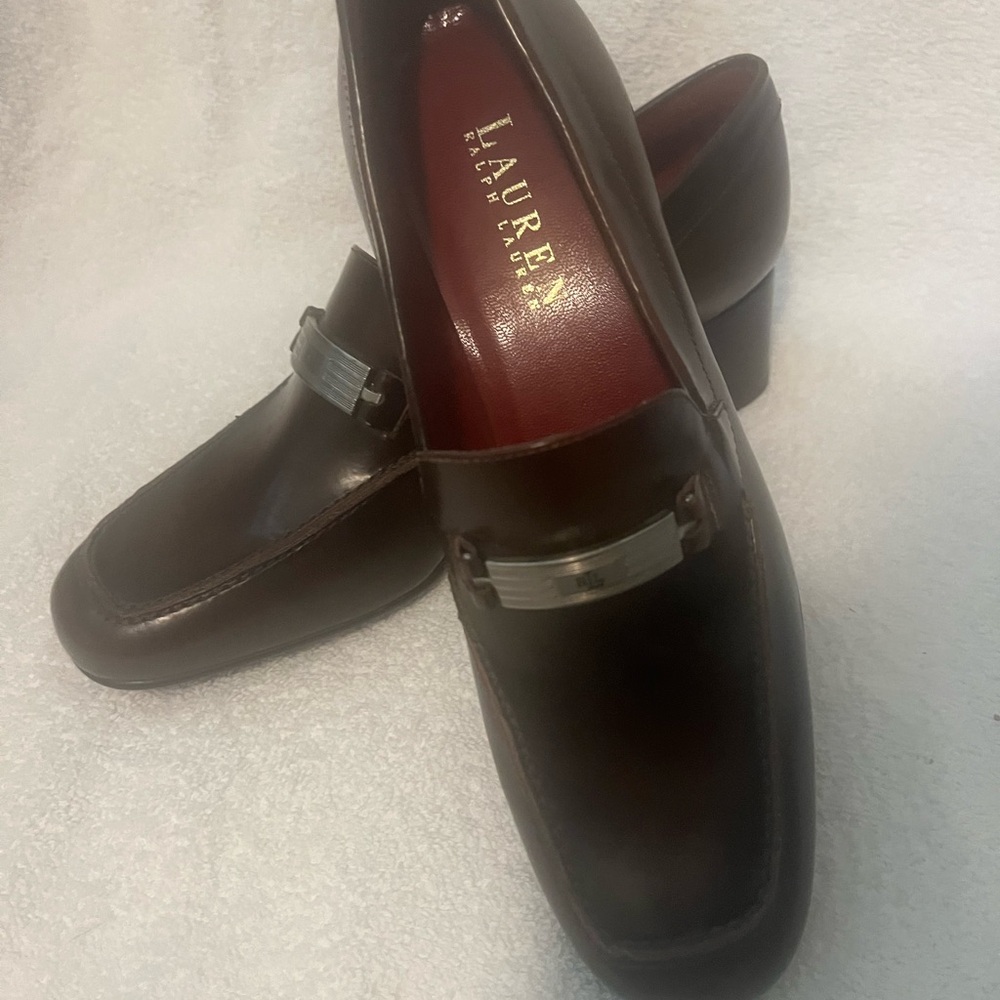 Lauren Ralph Lauren Brown Leather Flats Slip-On